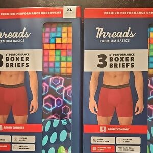 Men's Red Boxer Briefs - 3 Pack 6" Performance/Odor Protection 2 packs